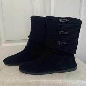 BearPaw Black Knit Winter Boots